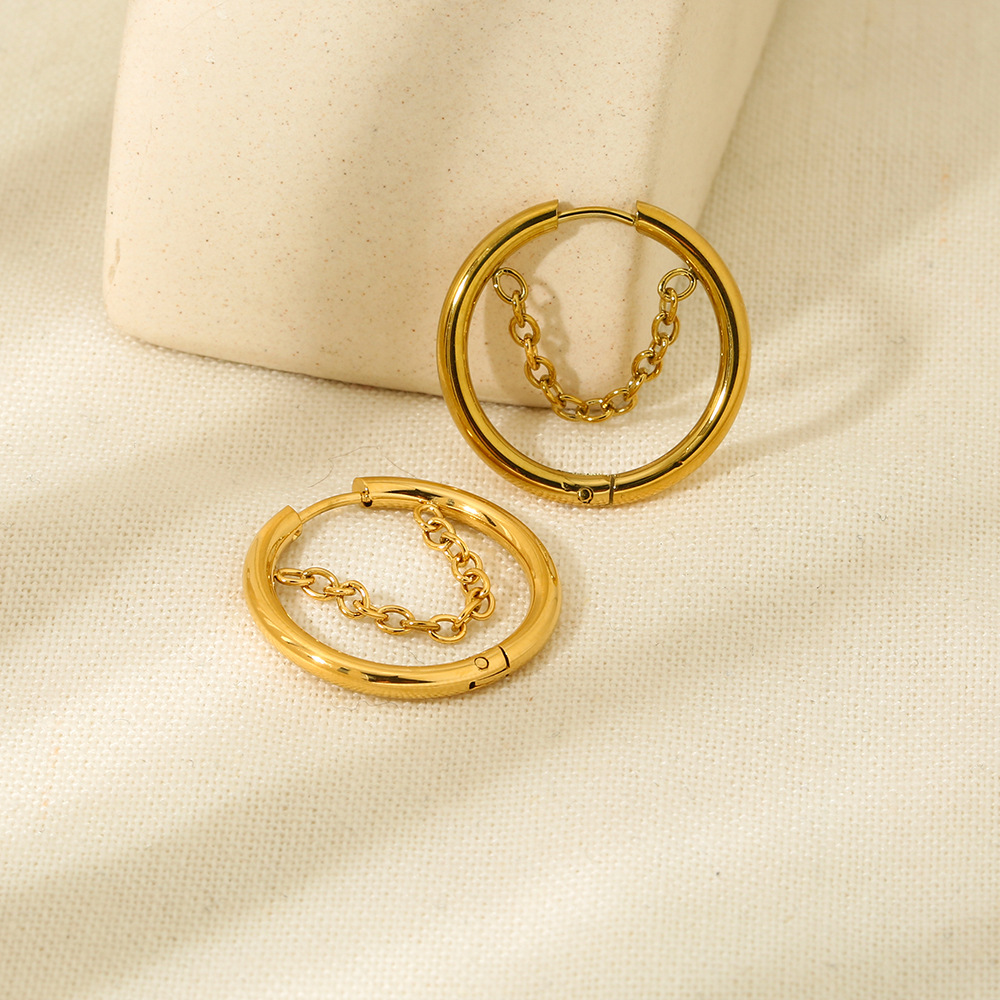 Pendientes de acero inoxidable con borlas sencillas para mujer Imagen2