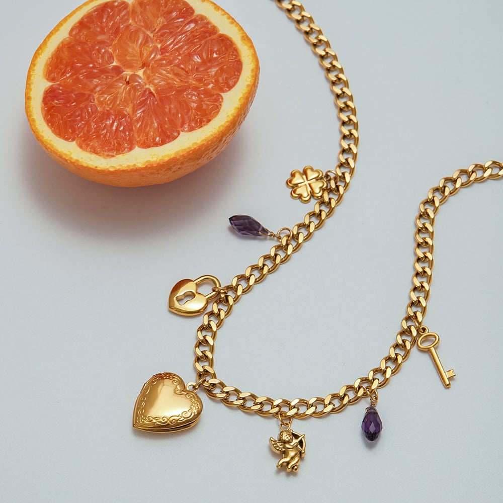 1 Piece Romantic Series Elegant Heart Stainless Steel Gold Color Women's Pendant Necklaces h5Picture7