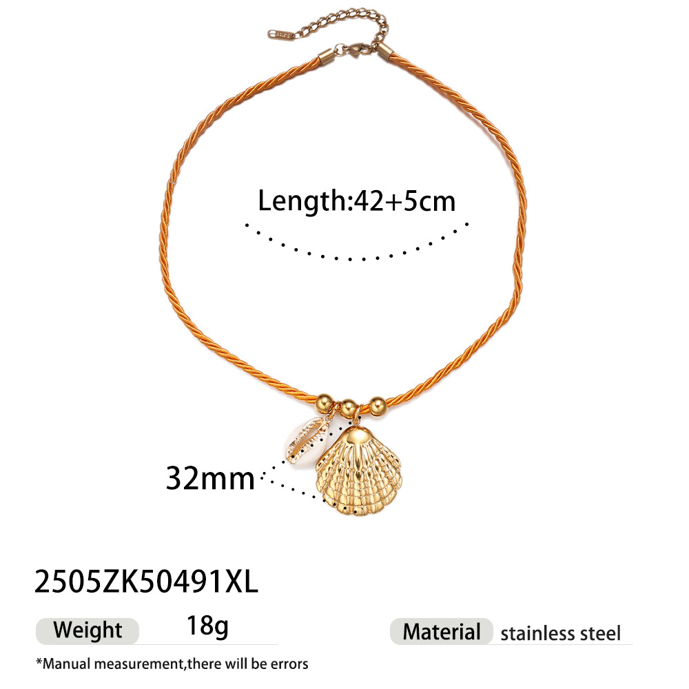 1 Piece Shell Stainless Steel Gold Color Pendant Necklaces