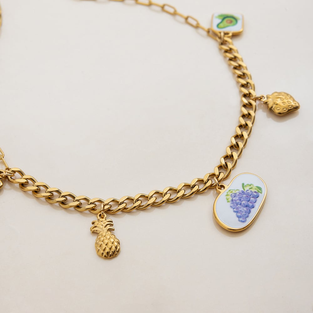1 Piece Romantic Fruits Stainless Steel Gold Color Women's Pendant Necklaces h5Picture6