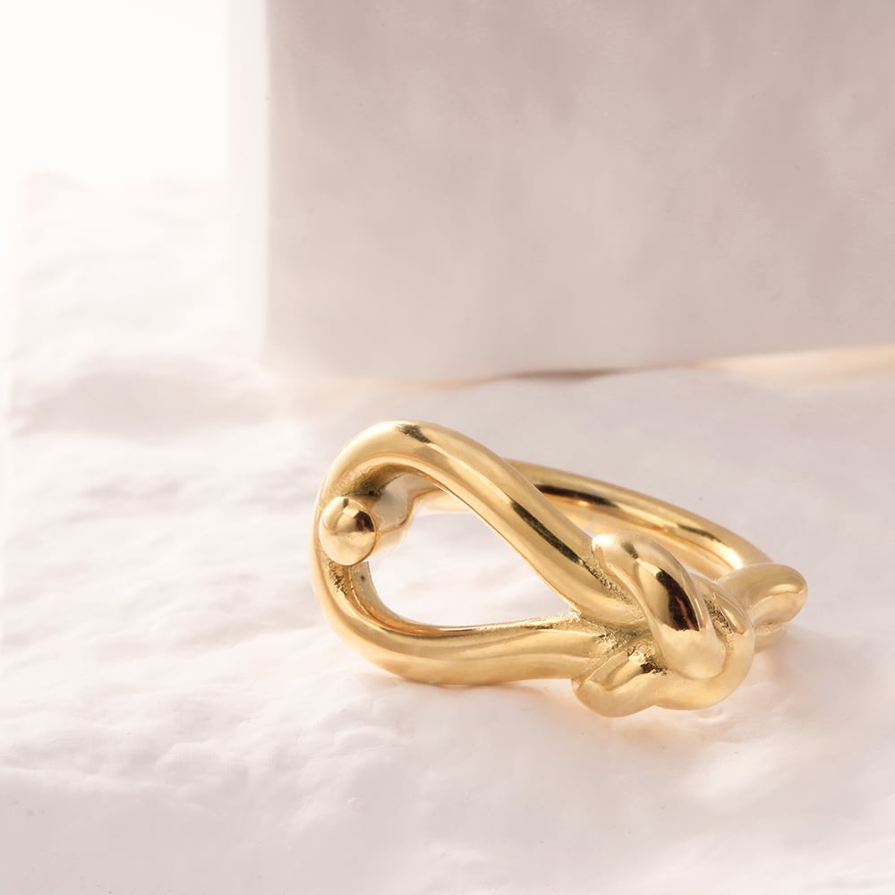 1 Piece Simple Series Casual Twist Stainless Steel Gold Color Minimalist Rings Picture5