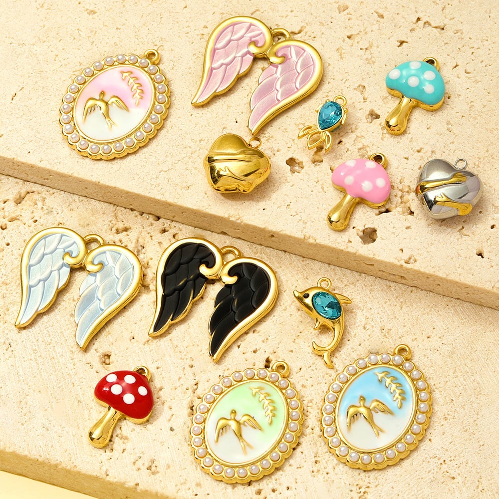 1 Stück Simple Series DIY Schwalbe Edelstahl Goldfarben Damenanhänger h5Bild4