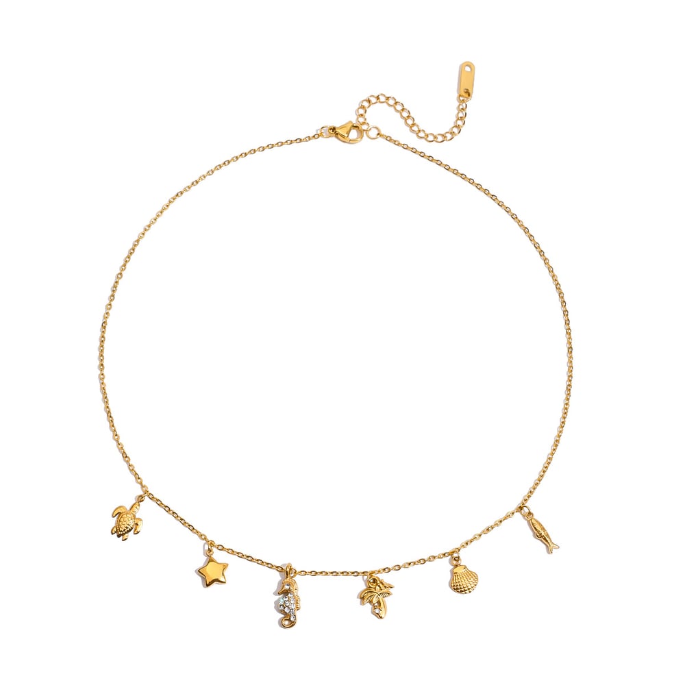 1 Piece Vacation Shell Stainless Steel Gold Color Women's Pendant Necklaces