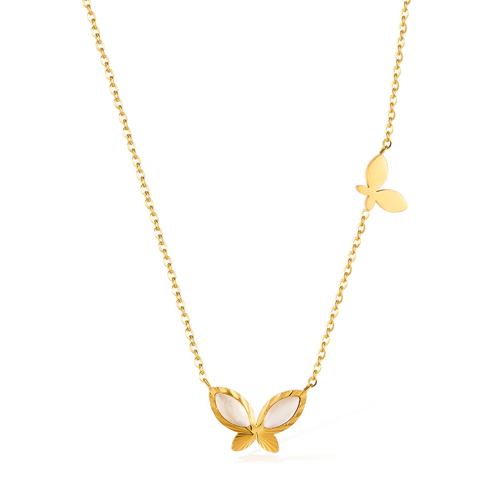 1 pezzo squisito ciondolo a forma di farfalla in acciaio inossidabile color oro da donna