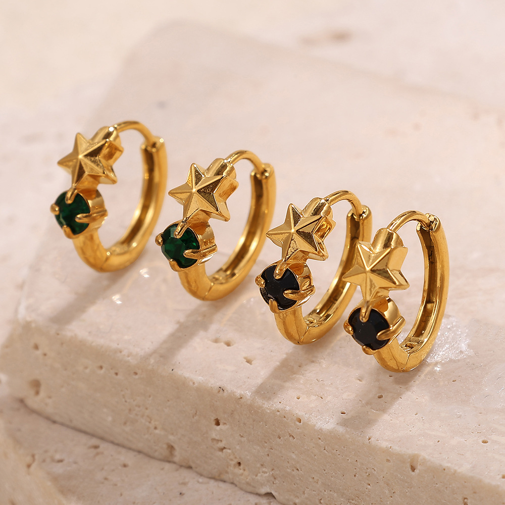 1 Pair Stainless Steel Gold Color Hoop Earrings h5Picture3