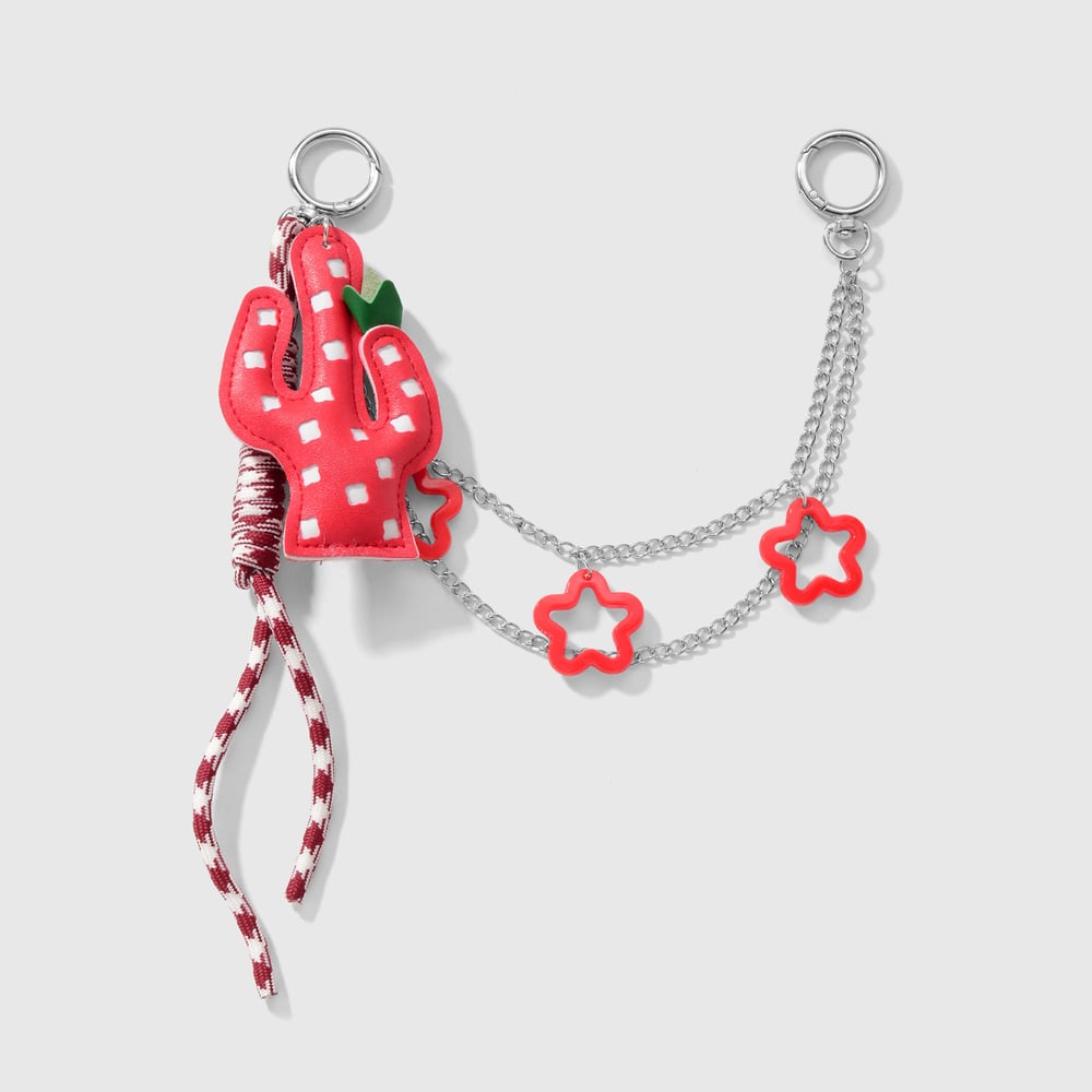 1 Piece Leather Cactus Bag Charms