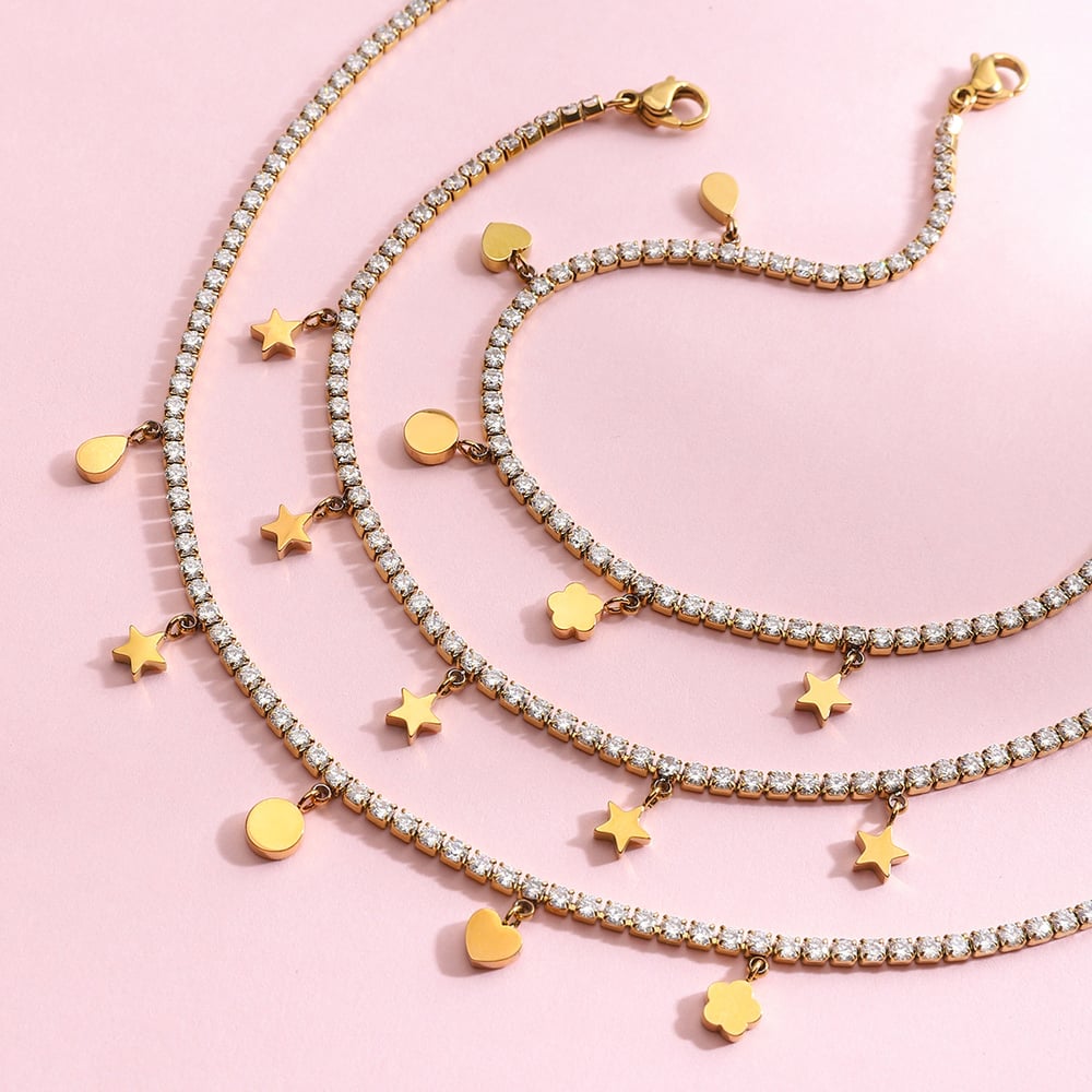 1 Piece Shining Star Stainless Steel Gold Color Women's Pendant Necklaces h5Picture9