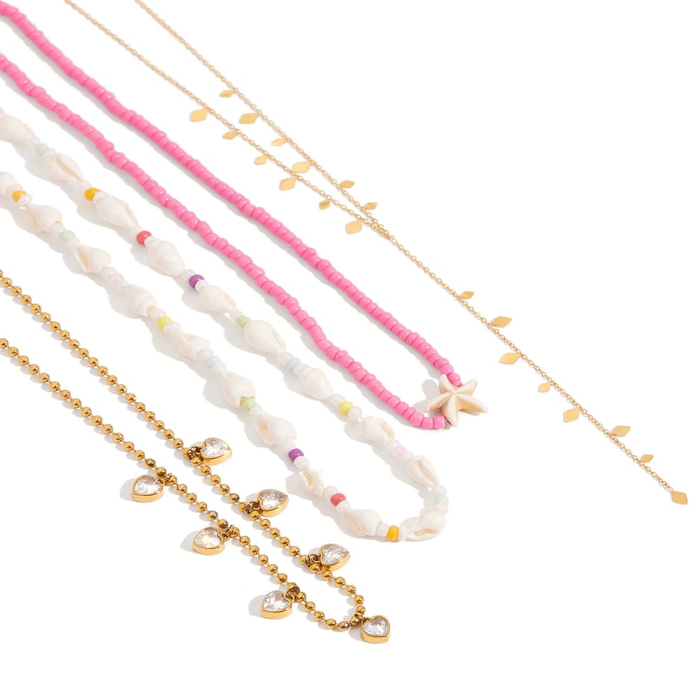 1 Piece Vacation Shell Stainless Steel Gold Color Women's Pendant Necklaces h5Picture9