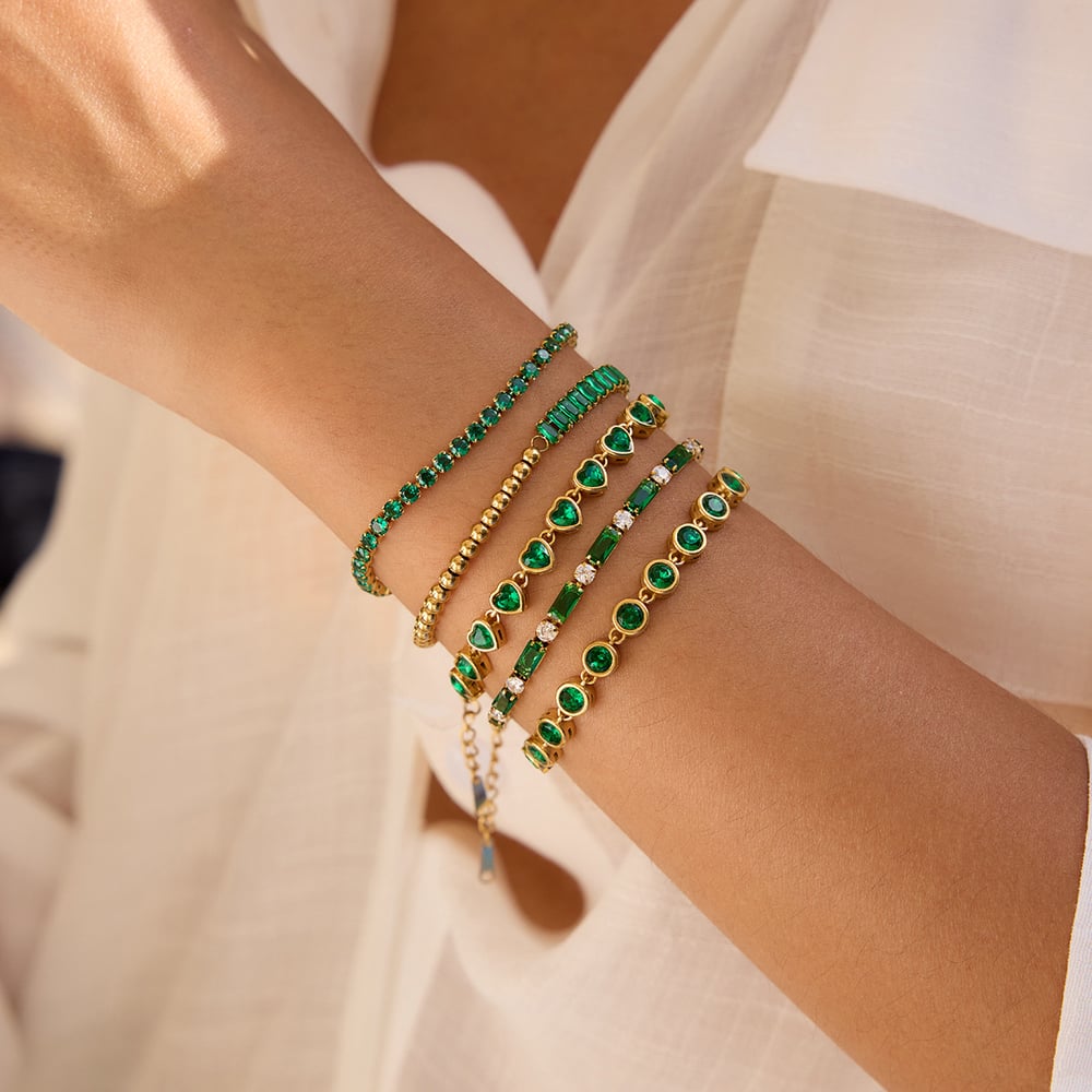 1 Piece Luxurious Series Retro Green Stainless Steel Gold Color Women's Chain Bracelets Picture3