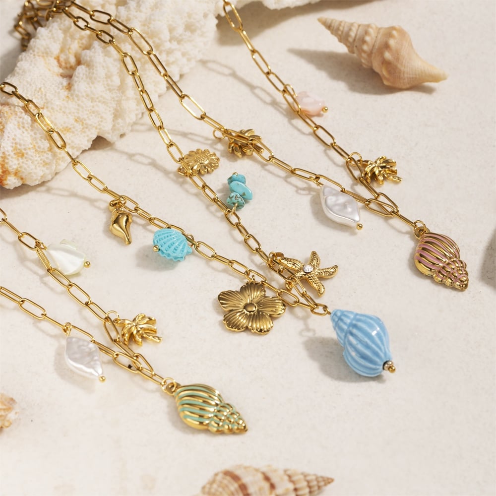 1 pezzo di collana con ciondolo color oro in acciaio inossidabile oceanico h5Immagine3