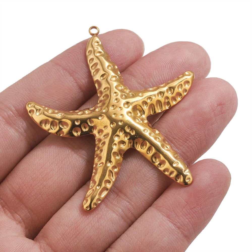 1 Parça Açıklama Kendin Yap Deniz Yıldızı Paslanmaz Çelik Kadın Kolye Resim3