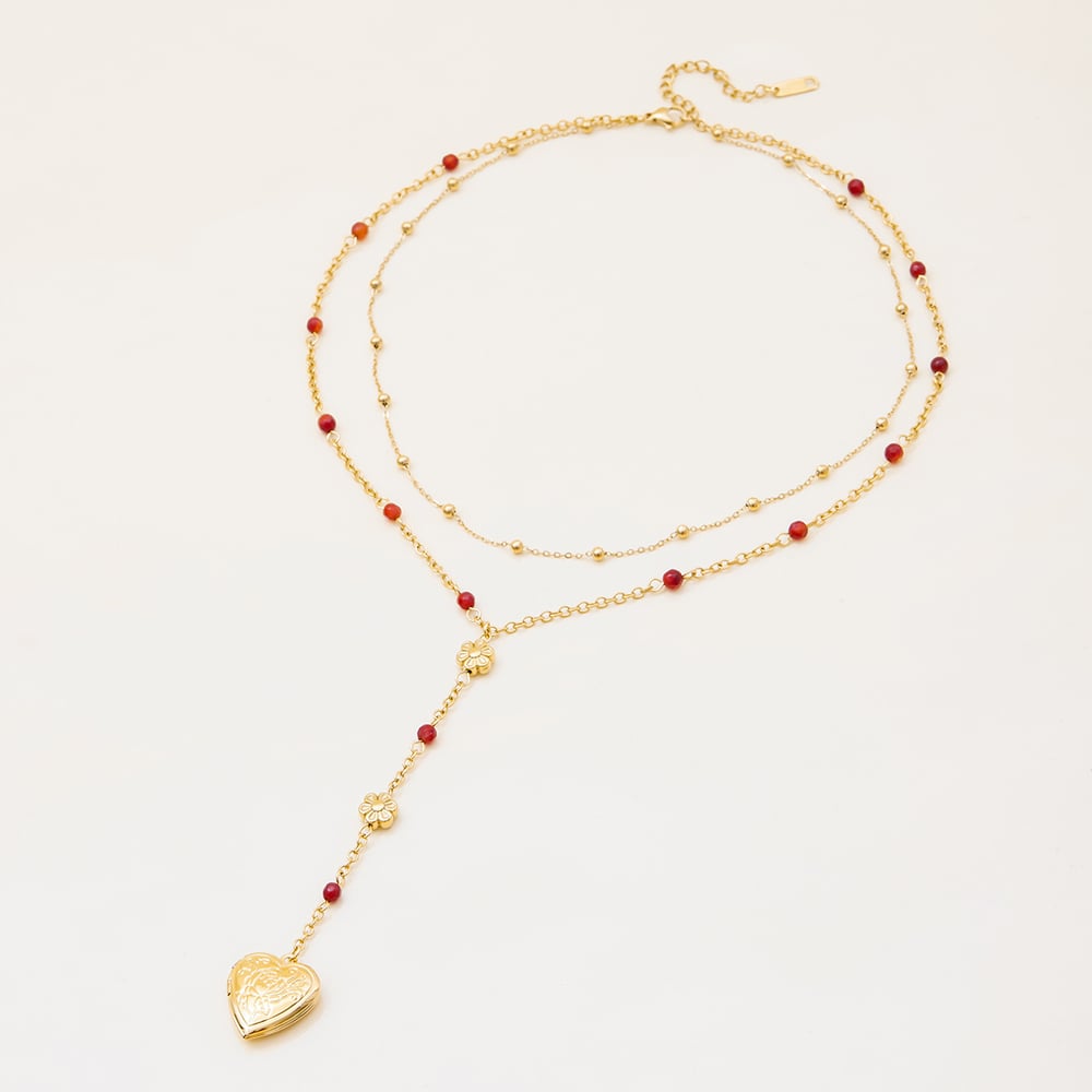 1 Piece Sophisticated Heart Stainless Steel Gold Color Women's Layered Necklaces h5Picture7