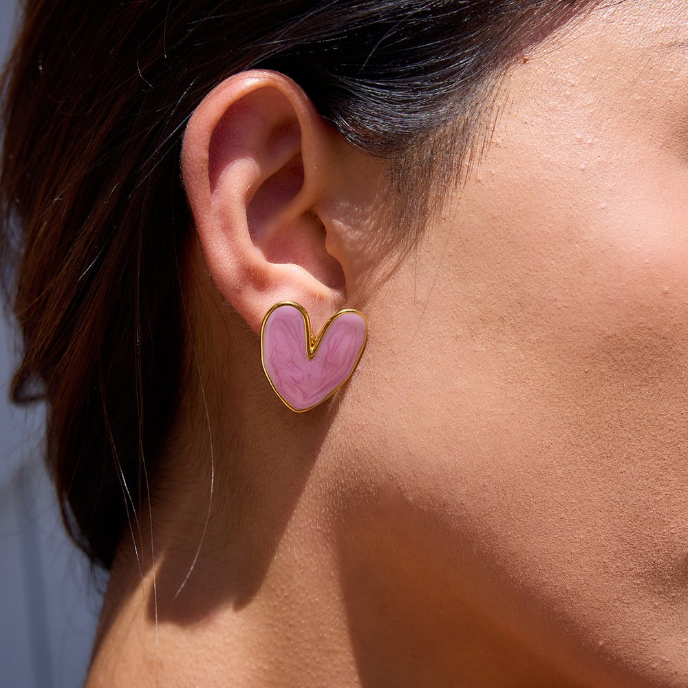 1 Pair Gorgeous Flower Stainless Steel Gold Color Women's Stud Earrings h5Picture5