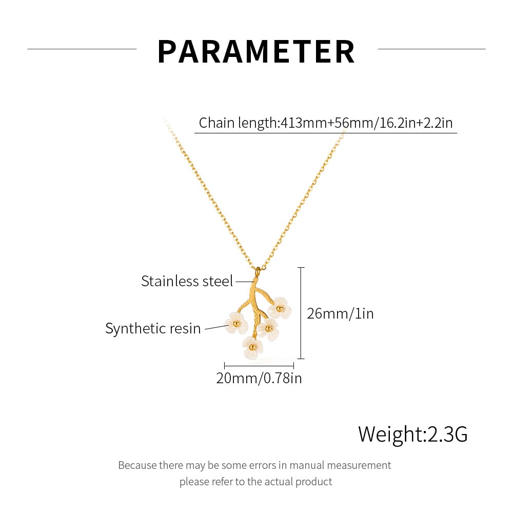 1 Piece Delicate Flower Stainless Steel Gold Color Women's Pendant Necklaces h5Picture2