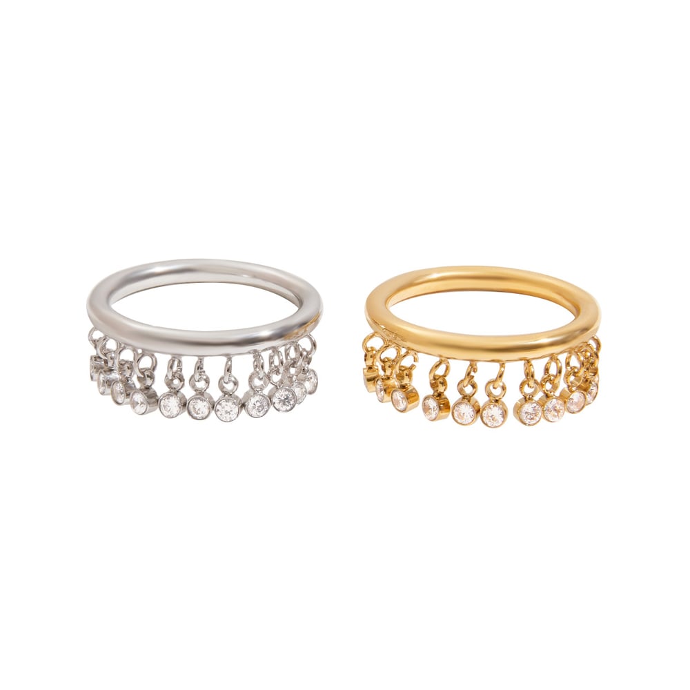 1 piece luxurious series  tassel stainless steel gold color women's gemstone rings h5Picture8