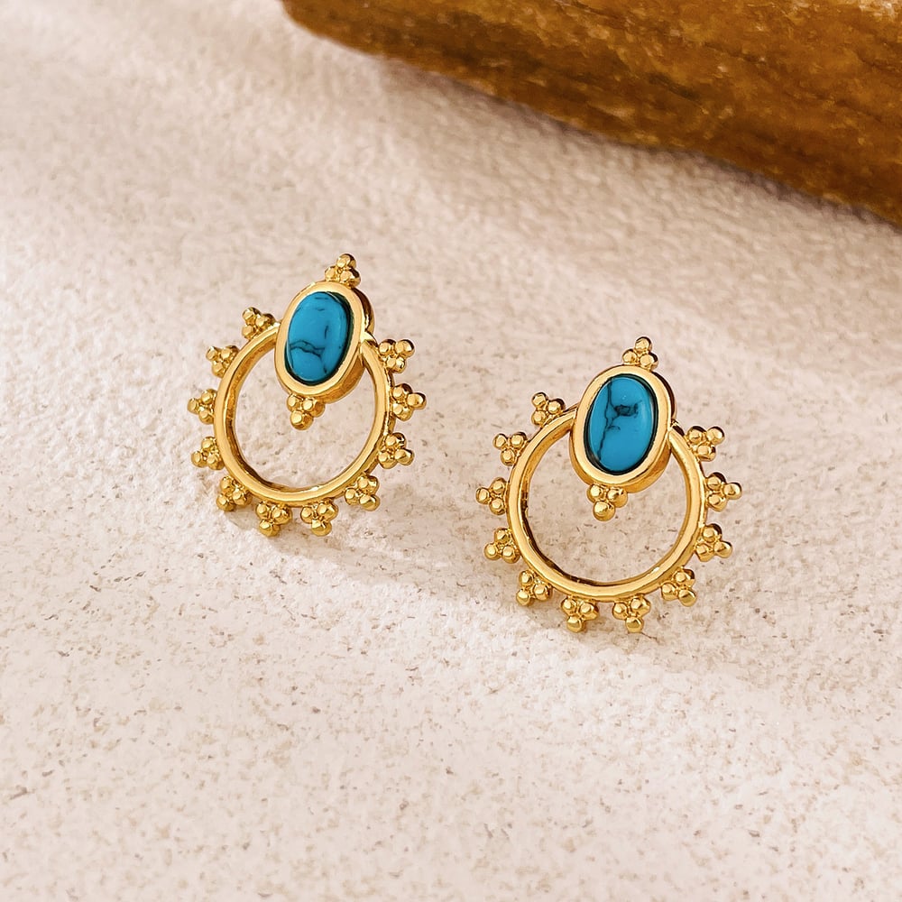 1 Paar Simple Series Tägliche geometrische Edelstahl Goldfarbene Damen-Ohrstecker Bild3