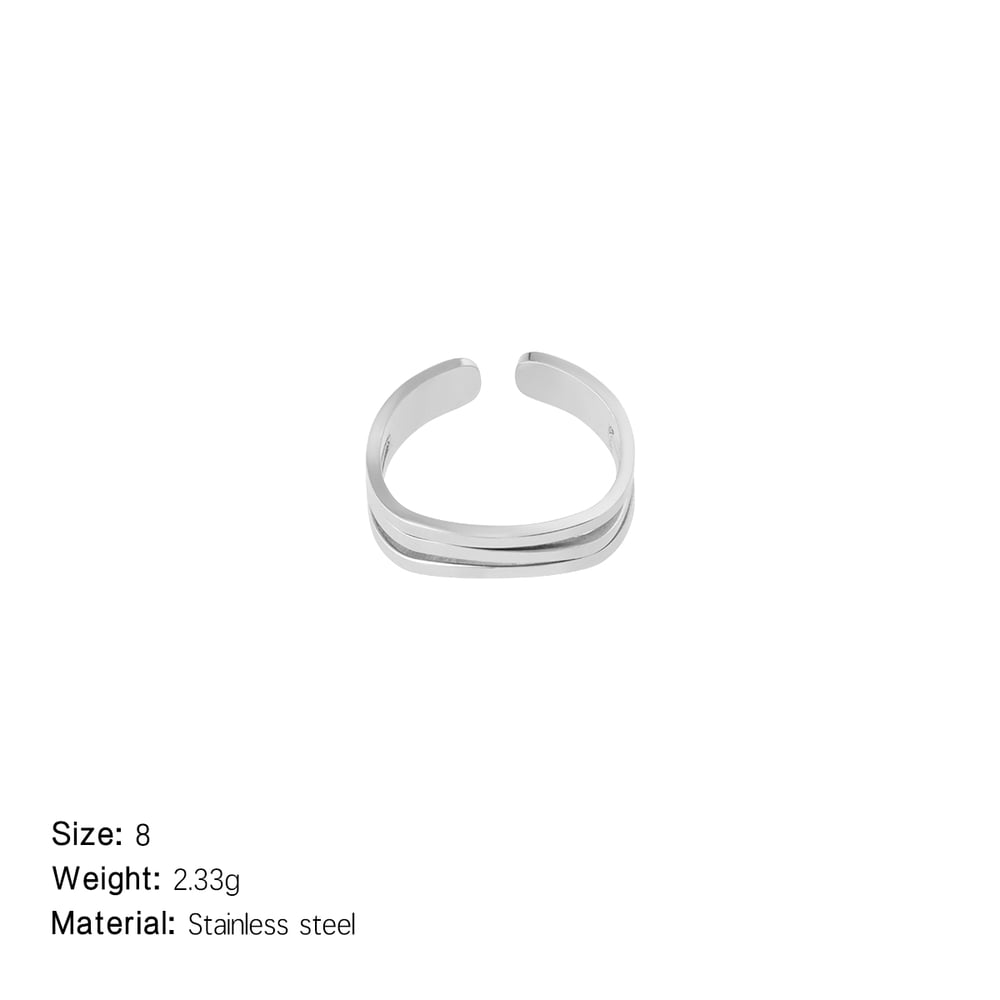 1 Piece Simple Series Classic Strip Stainless Steel   Gold Color  Statement Rings Picture2