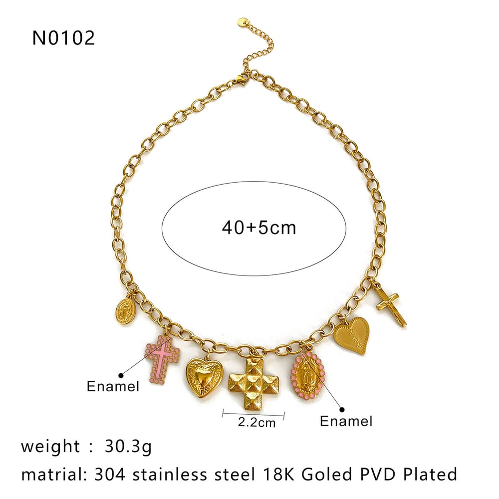 1 Stück Halskette mit Kreuzanhänger aus Edelstahl in Goldfarbe h5Bild2