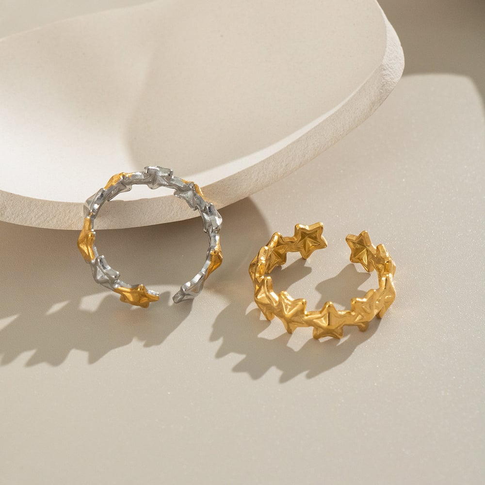1 Piece Simple Star Stainless Steel Gold Color Minimalist Ring h5Picture2