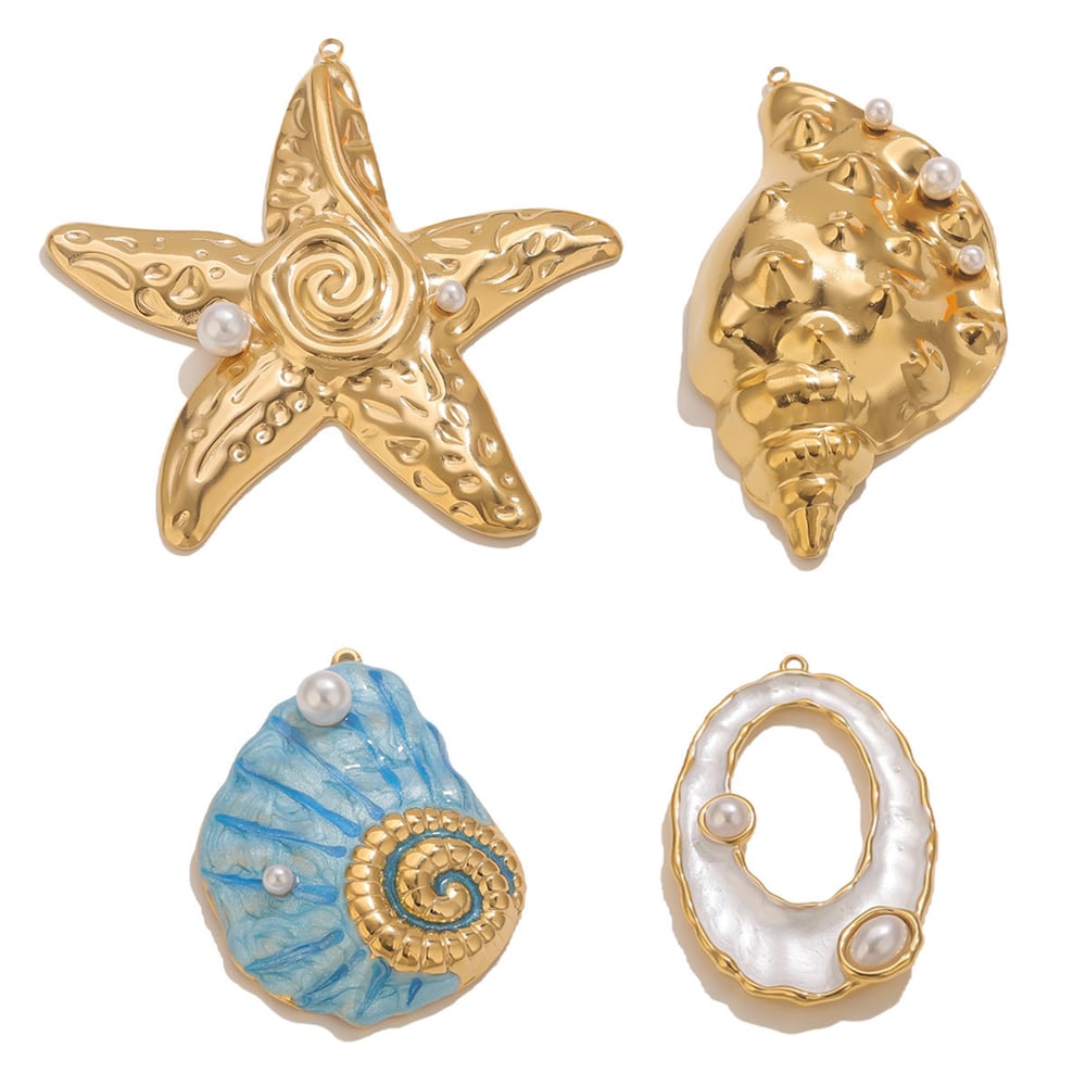 1 Piece Exquisite Marine Organism Stainless Steel Gold Color Women's Pendants Picture4