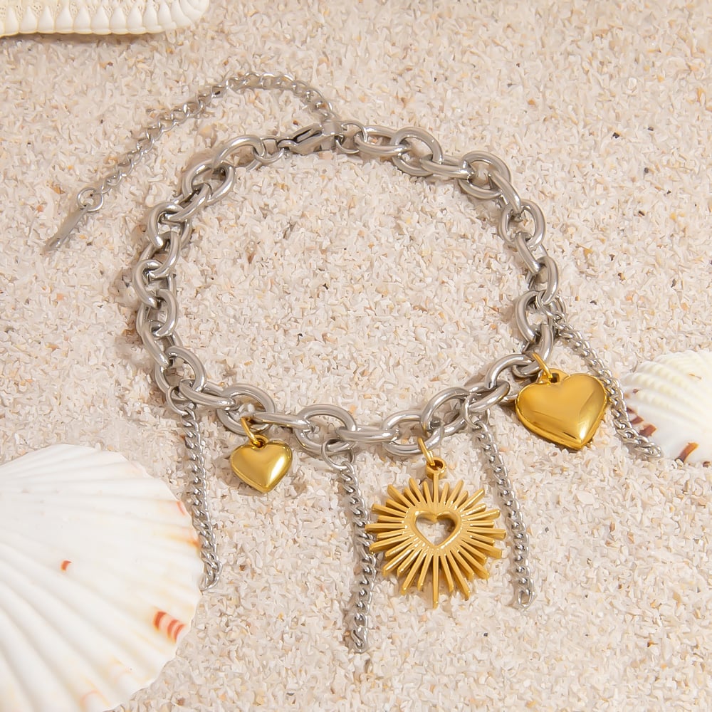 1 Stück Herz Edelstahl Gemischte Farben Charm Armband h5Bild5