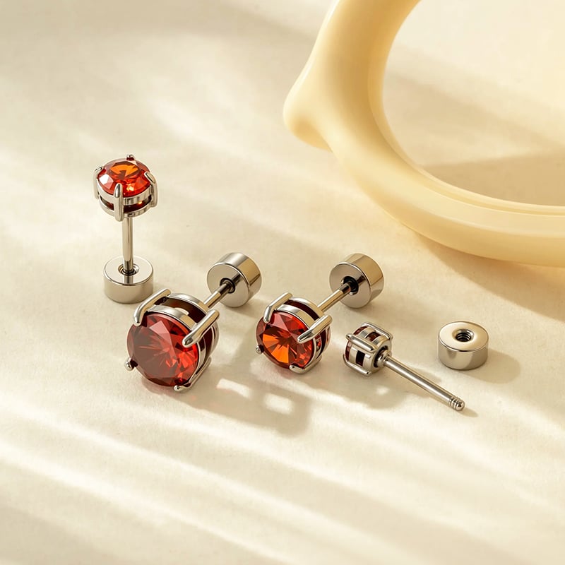 1 Piece Daily Annular Stainless Steel Gold Color Zircon Women's Piercings Earrings h5Picture3