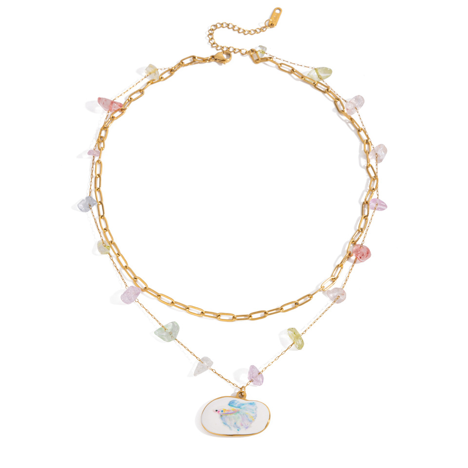 1 Piece Tropical Fish Stainless Steel Gold Color Women's Pendant Necklaces