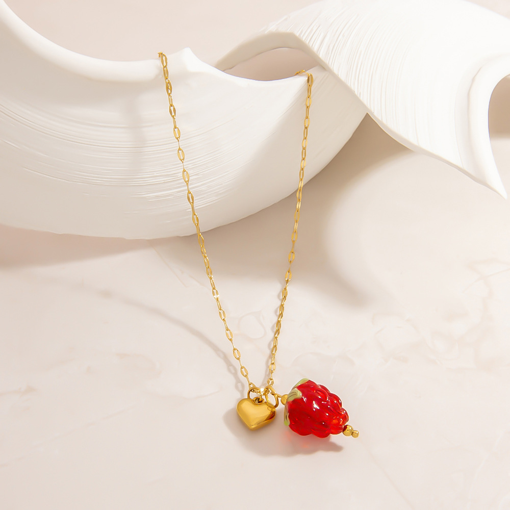 1 Piece Fruit Stainless Steel Gold Color Pendant Necklace h5Picture5