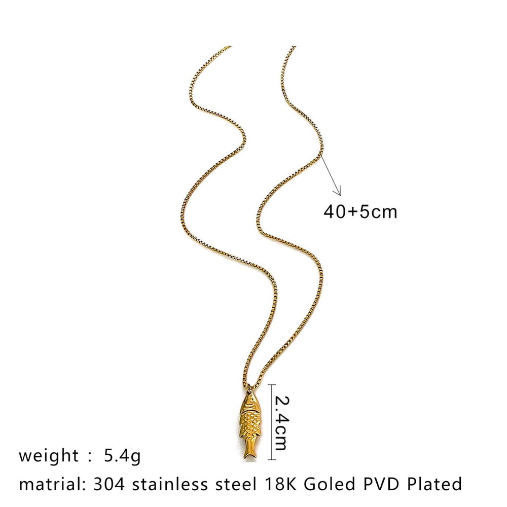 1 Piece Fish Stainless Steel Gold Color Pendant Necklace h5Picture2