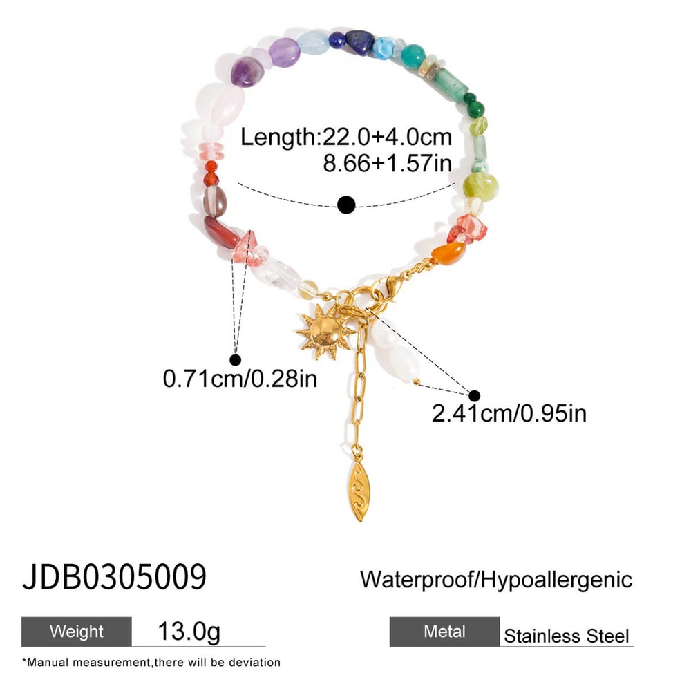 1 Piece Polychrome Beads Stainless Steel Gold Color Women's Charm Bracelets Picture2