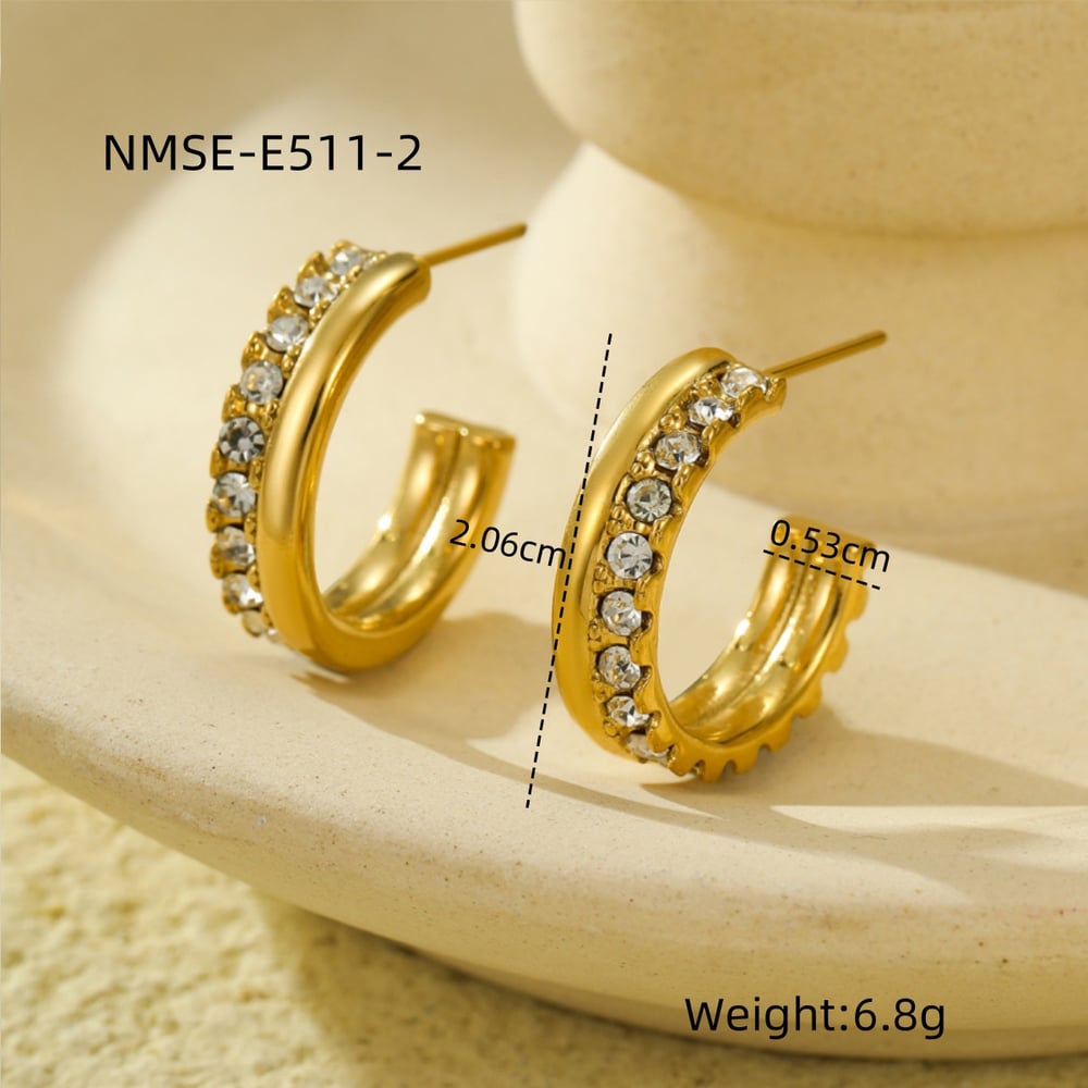 Casual Geometric Stainless Steel Gold Color Women's Stud Earrings