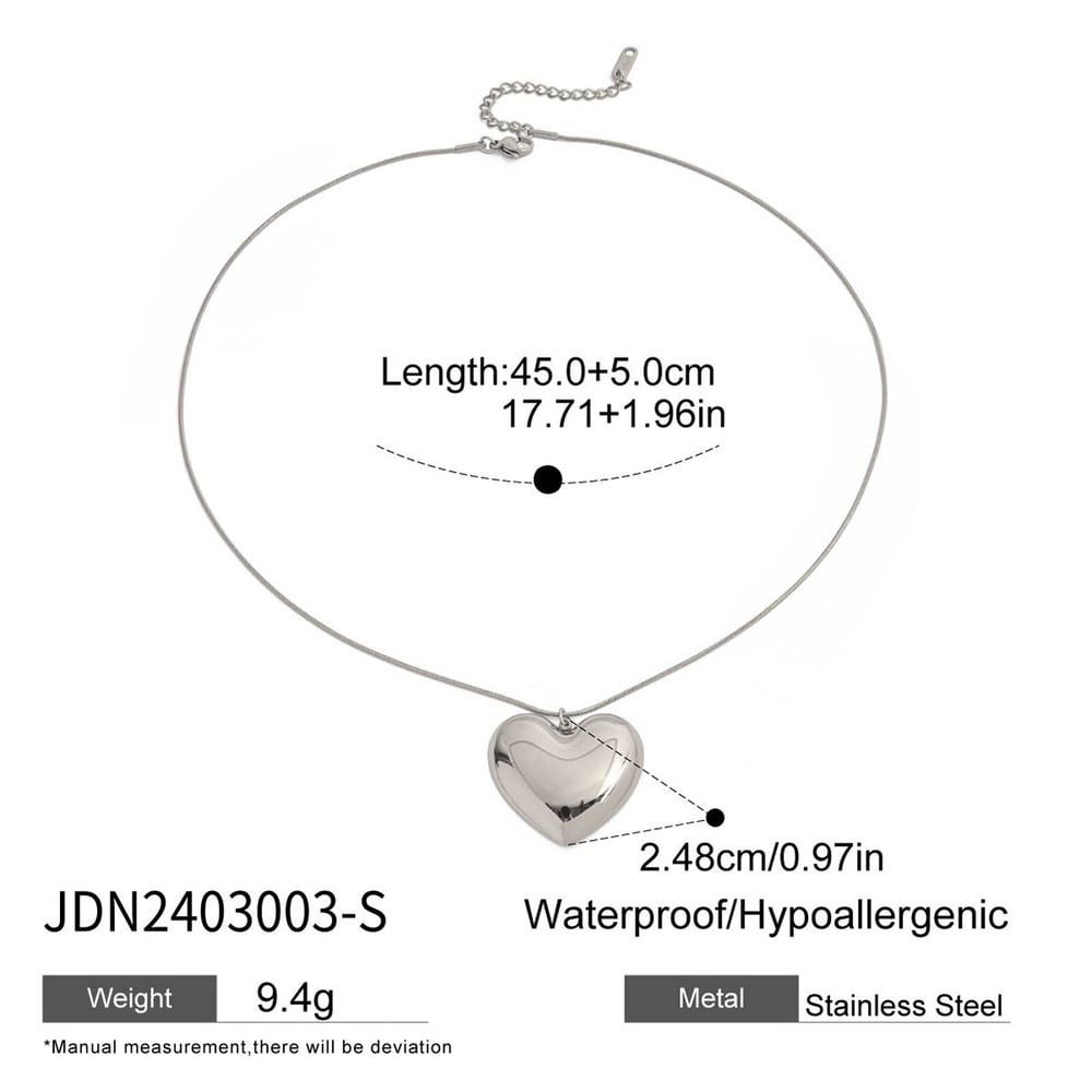 1 Piece Classic Big Heart Stainless Steel Gold Color Women's Pendant Necklaces h5Picture2