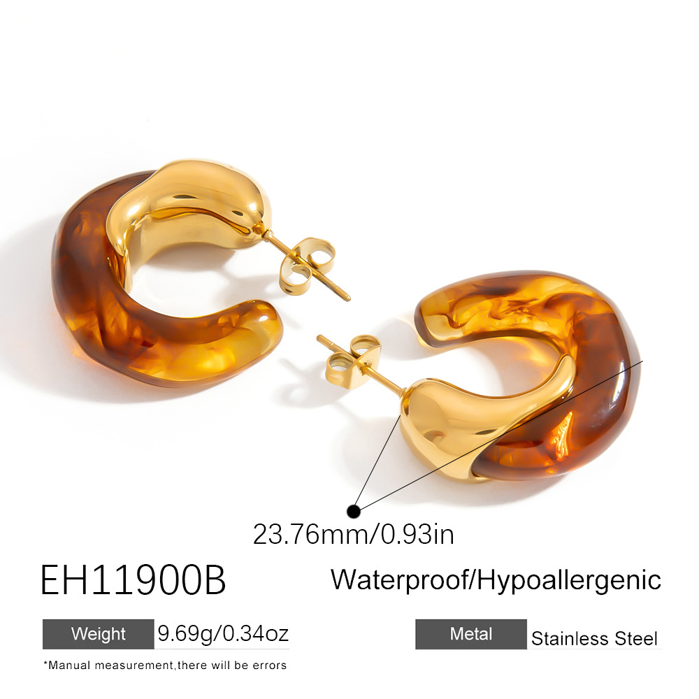 Simple Series Casual Geometric  Gold Color Acrylic Women's Stud Earrings Picture2