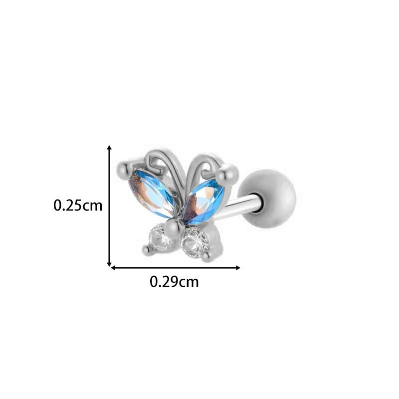 1 Piece Delicate Butterfly Copper Gold Color Zircon Women's Piercings Earrings h5Picture2