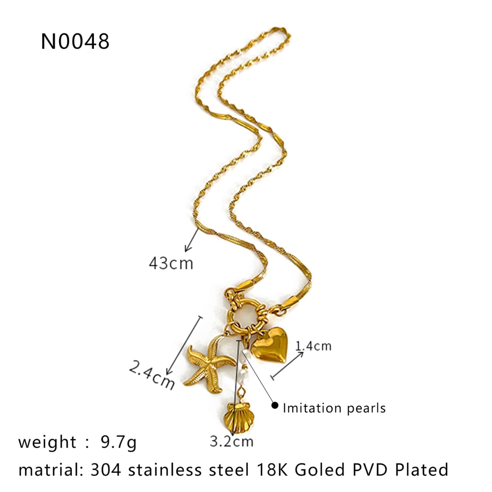1 Piece Oceanic Stainless Steel Gold Color Pendant Necklace h5Picture2