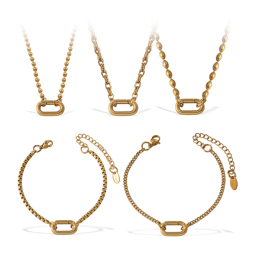 1 Stück einfaches Edelstahl-Charm-Armband in Goldfarbe zum Selbermachen Bild5