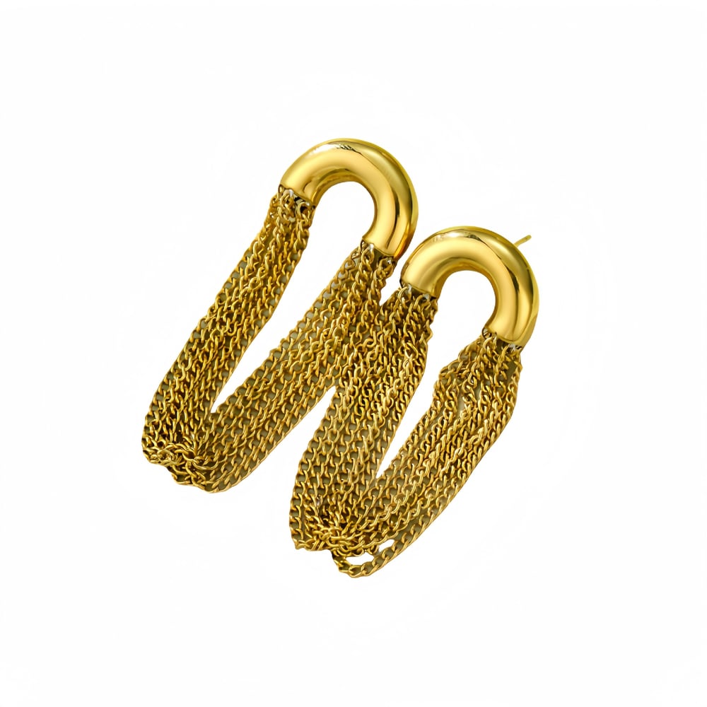 Tassel Stainless Steel Gold Color Women's Dangle Earrings h5Picture5