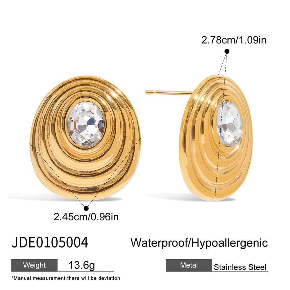 1 Pair Classic Series Retro Spiral Stainless Steel Gold Color Women's Stud Earrings h5Picture2
