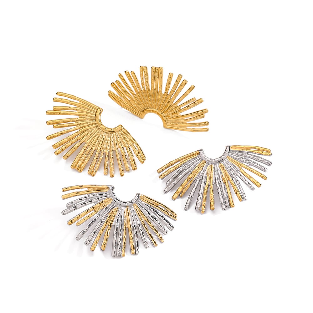 1 Pair Daily Sun Stainless Steel Gold Color Women's Stud Earrings h5Picture8