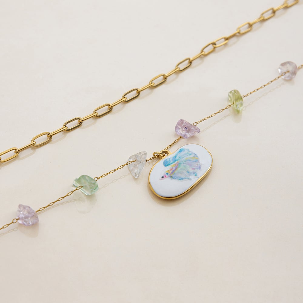 1 Piece Tropical Fish Stainless Steel Gold Color Women's Pendant Necklaces h5Picture6