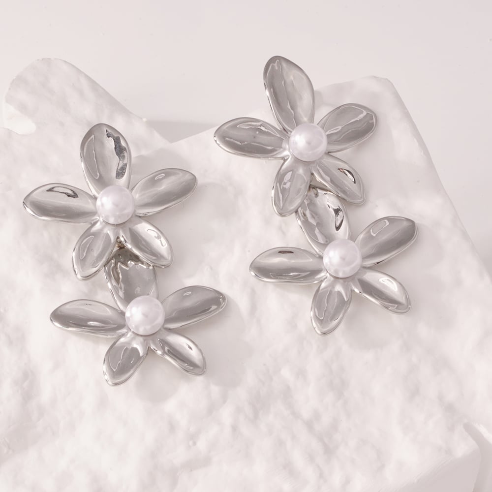 1 Paar Luxuriöse Serie Süße Blume Edelstahl Gold Farbe frauen Tropfen Ohrringe h5Bild6