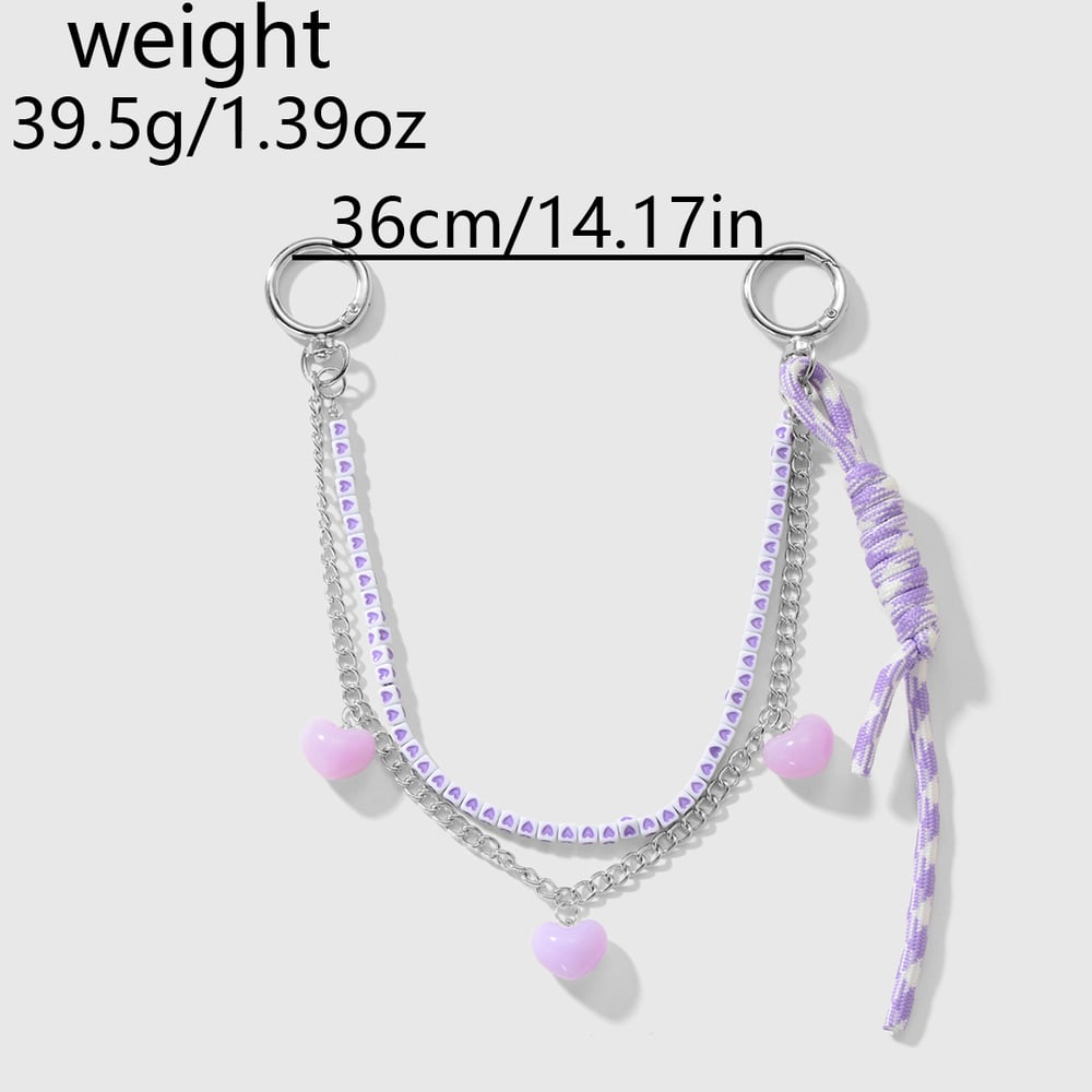 1 Piece Beaded Acrylic Heart Bag Charms h5Picture2