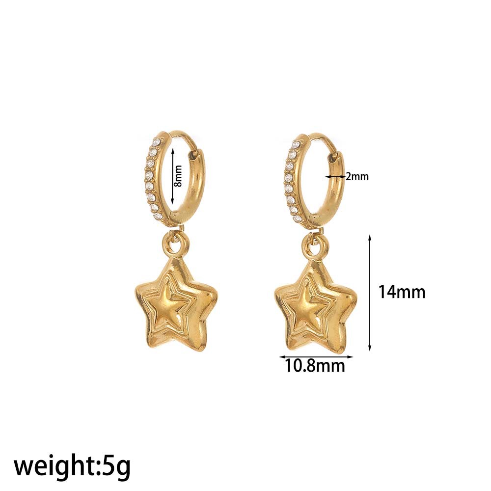 1 par de pendientes colgantes de acero inoxidable color dorado oceánico