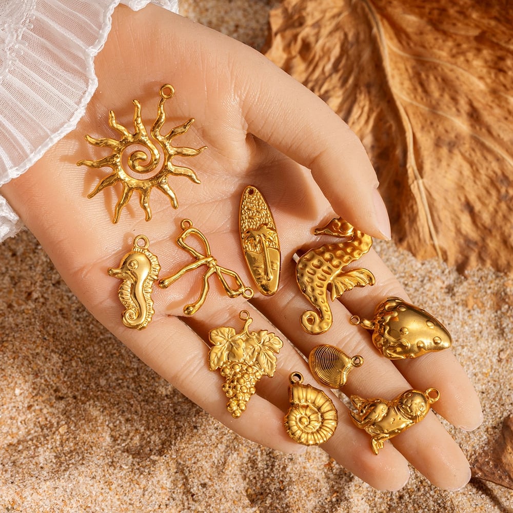 1 Stück Edelstahl Goldfarbene DIY-Anhänger h5Bild4