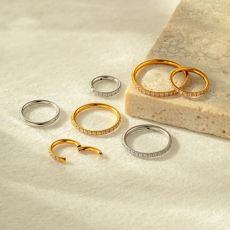 1 Piece Intricate Stainless Steel Gold Color Zircon Women's Piercings Earrings Picture4