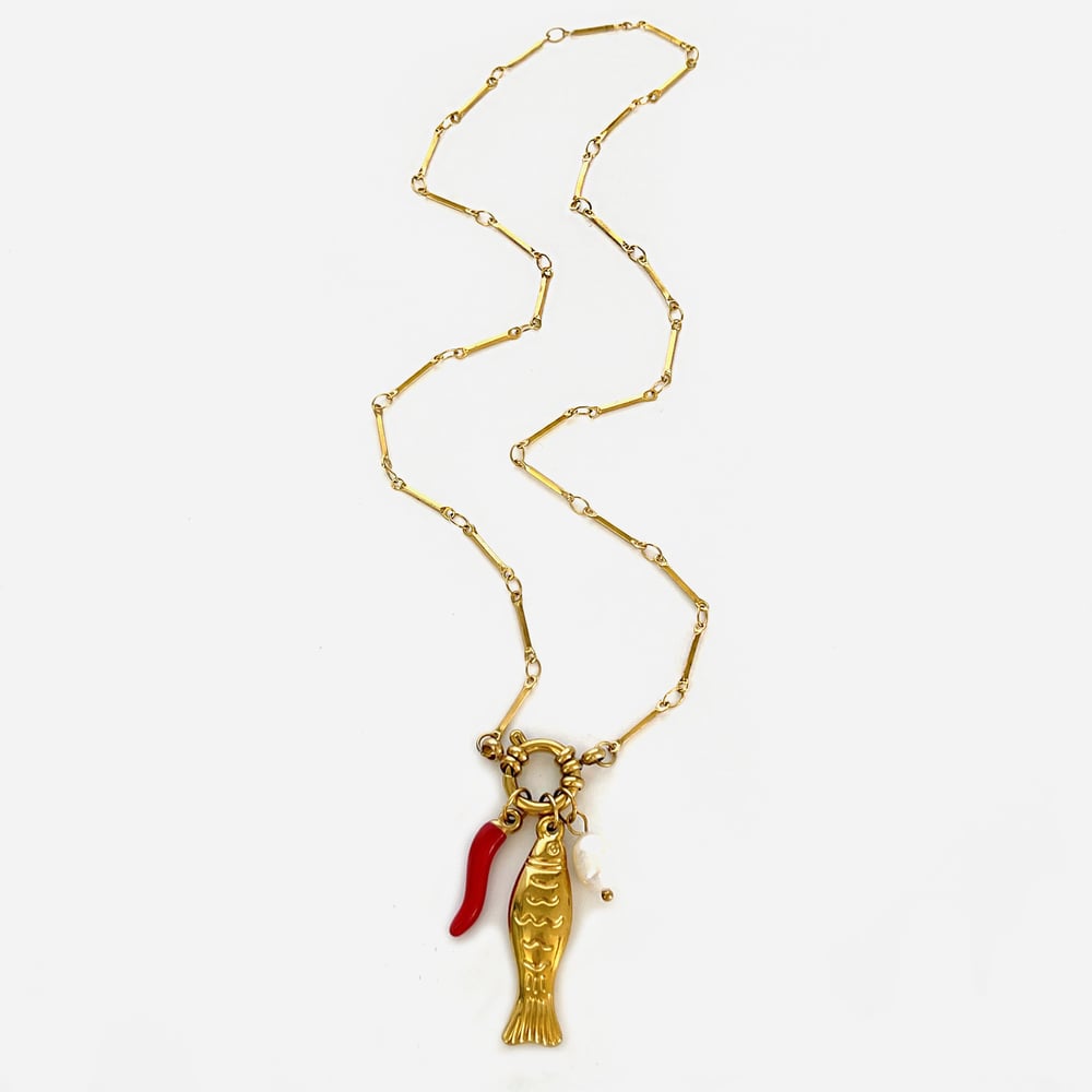 1 Piece Fish Stainless Steel Gold Color Pendant Necklace Picture5