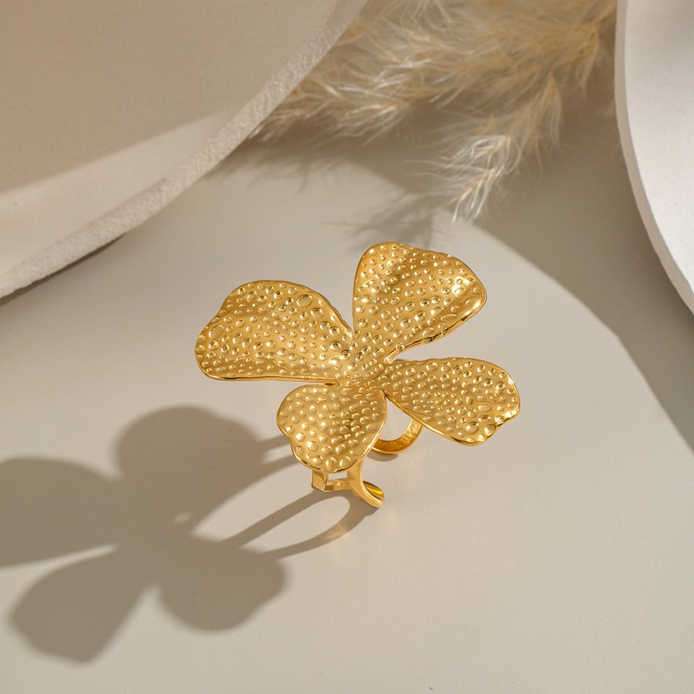 Flower Stainless Steel Gold Color Earring Set h5Picture3