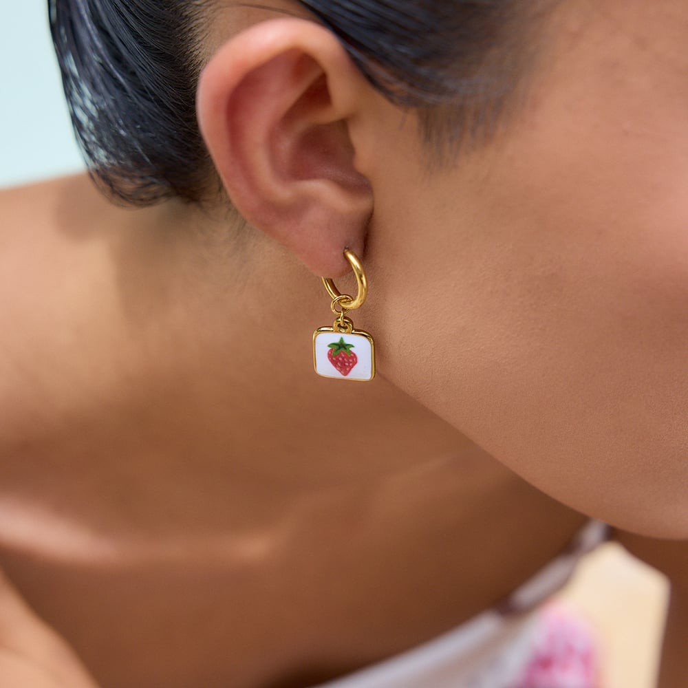 1 Pair Natural Cherry Stainless Steel Gold Color Women's Pendant Necklaces h5Picture3