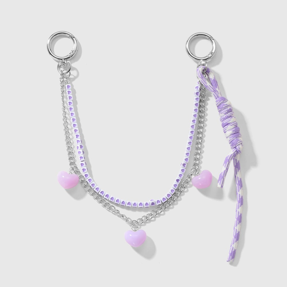 1 Piece Beaded Acrylic Heart Bag Charms