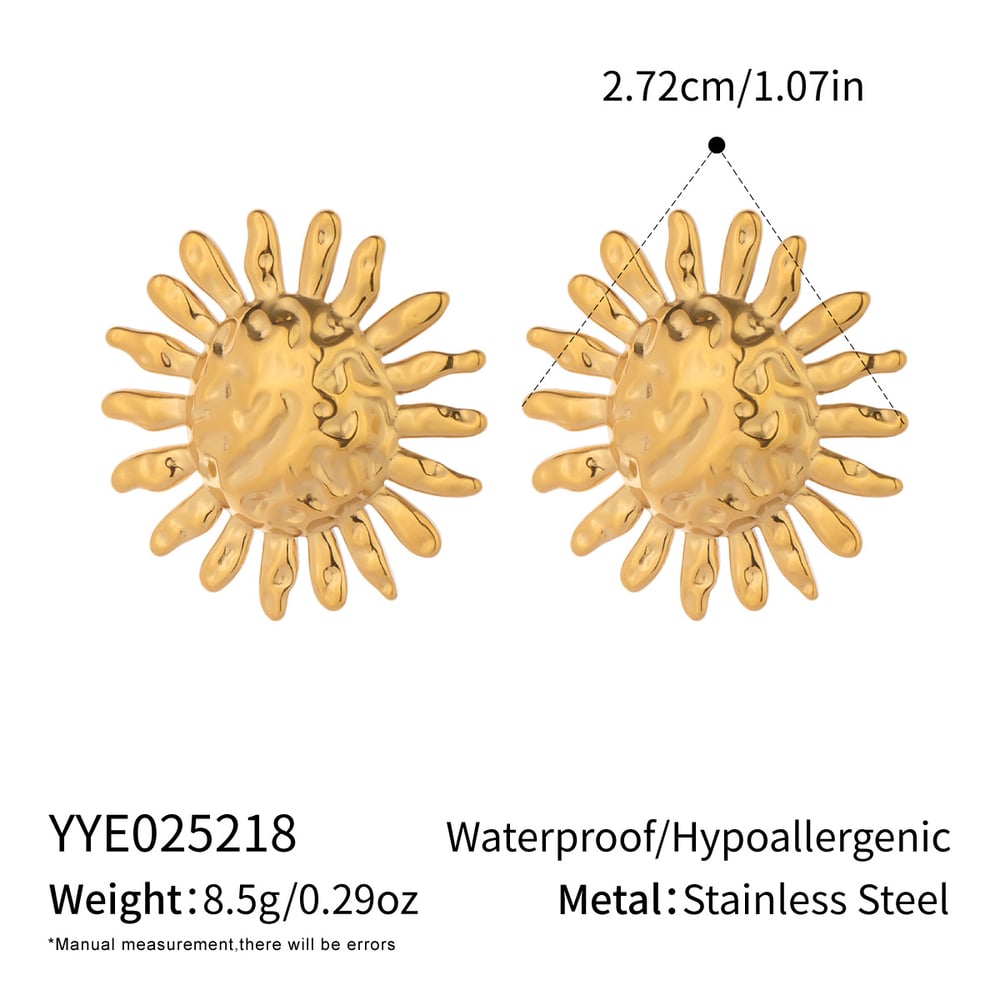 Sun Stainless Steel Gold Color Earring Set